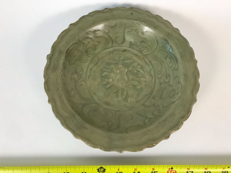 Old Chinese Longquan Celadon Porcelain Bowl 9W X 1.5H [Photo 2]