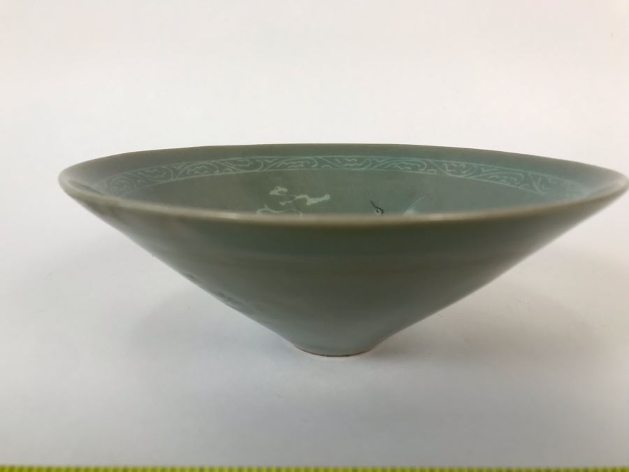 Vintage Signed Japanese Hand Painted Porcelain Bowl With Cranes 6W X 2H [Photo 3]