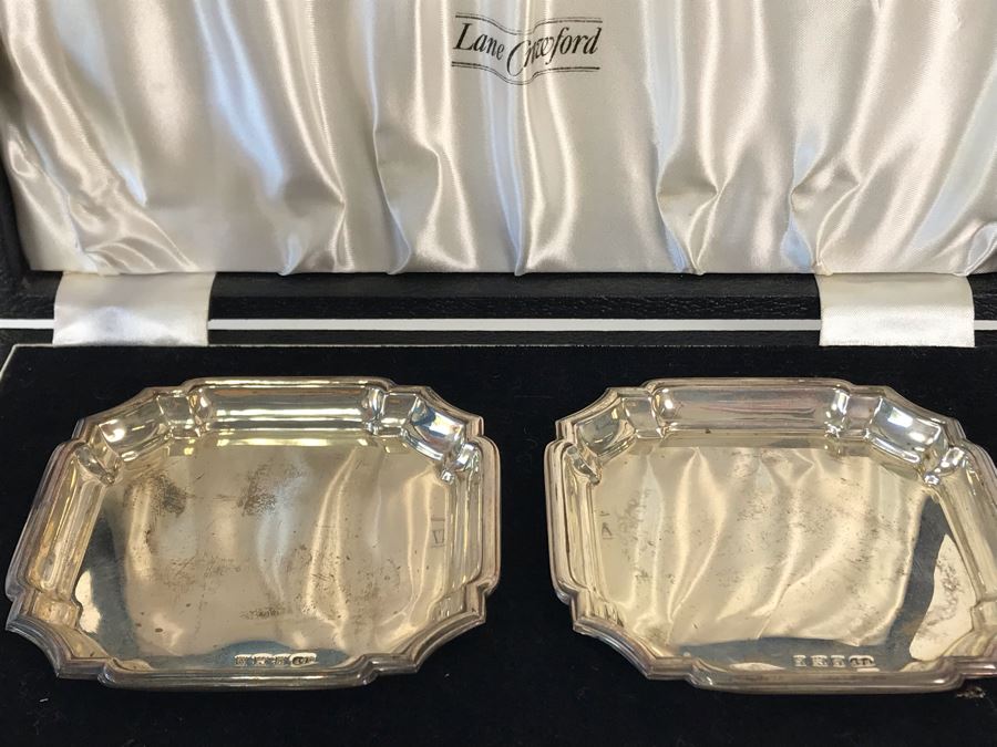 Pair Of Vintage English Sterling Silver Dishes 3.5W With Original Box 79.9g [Photo 2]