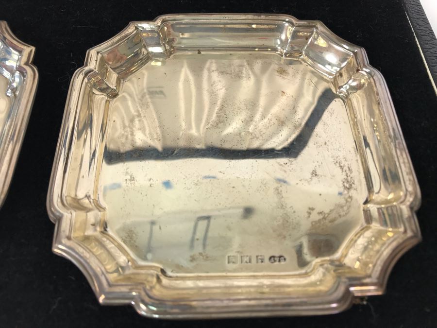 Pair Of Vintage English Sterling Silver Dishes 3.5W With Original Box 79.9g [Photo 4]