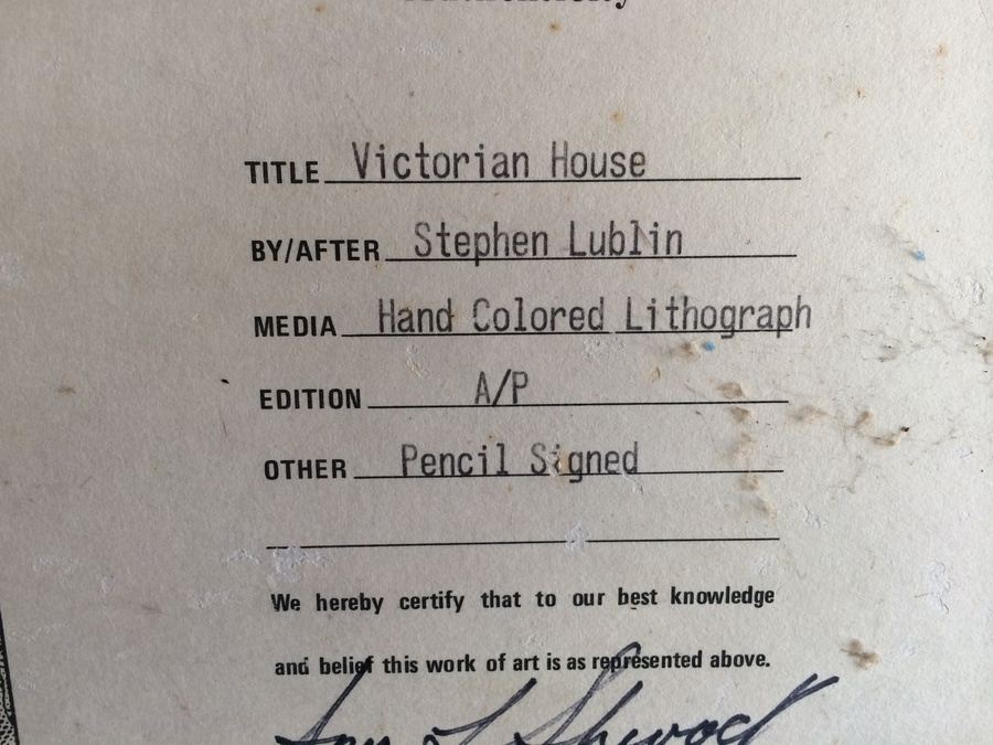 A/P Hand Colored Lithograph - Stephen Lublin - Victorian House - Pencil Signed [Photo 9]