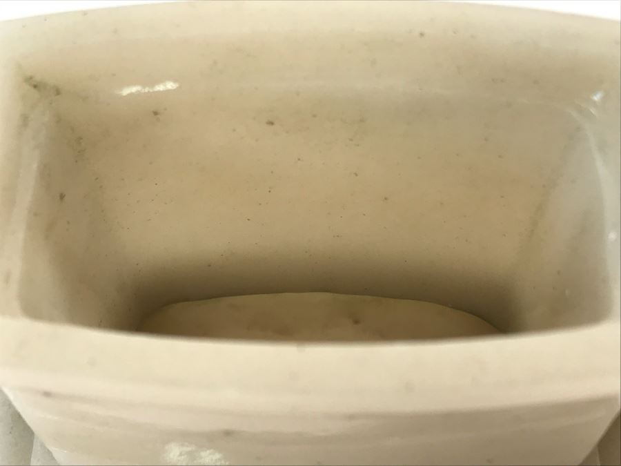 Chinese Carved Stone Temple Jar With Lid 5W X 2D X 6H And Wooden Stand [Photo 17]