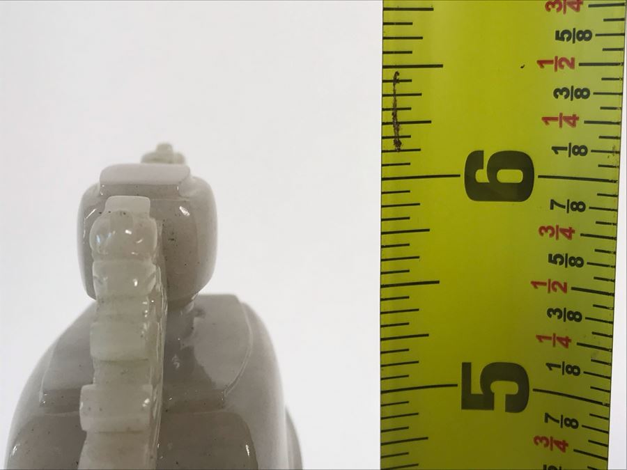 Chinese Carved Stone Temple Jar With Lid 5W X 2D X 6H And Wooden Stand [Photo 23]