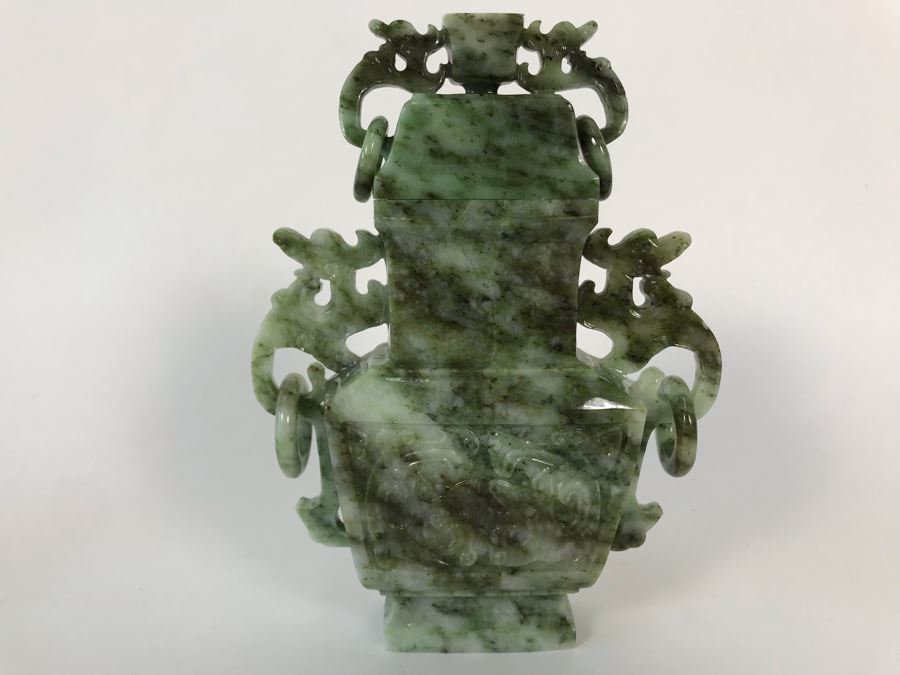 Chinese Carved Stone Temple Jar With Lid And Wooden Stand [Photo 21]