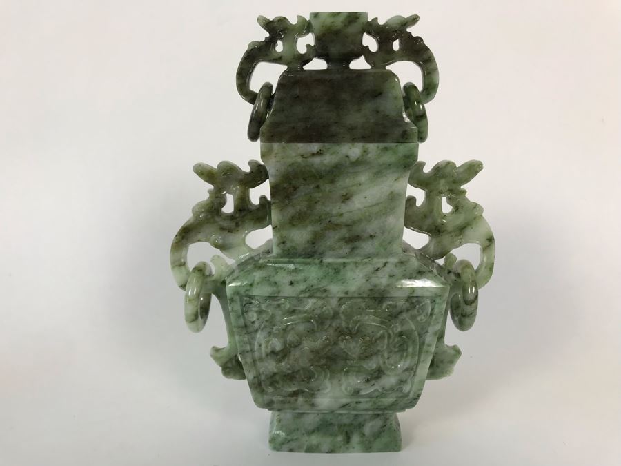 Chinese Carved Stone Temple Jar With Lid And Wooden Stand [Photo 17]