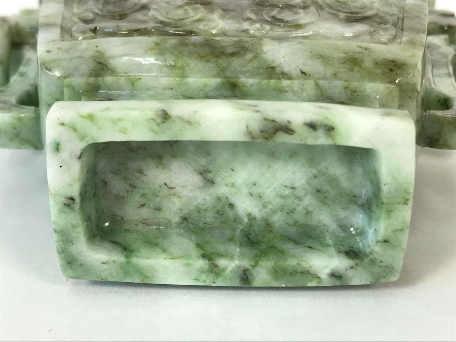 Chinese Carved Stone Temple Jar With Lid And Wooden Stand [Photo 24]