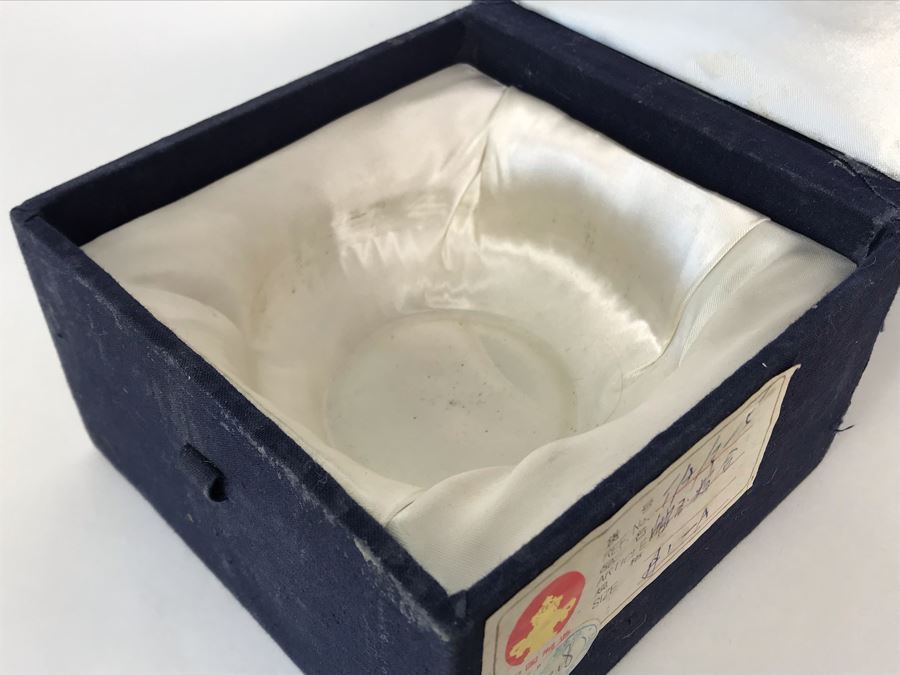 Chinese Carved Green Translucent Stone Round Box With Dragon Serpent Lid With Original Box 4R X 2.25H [Photo 33]