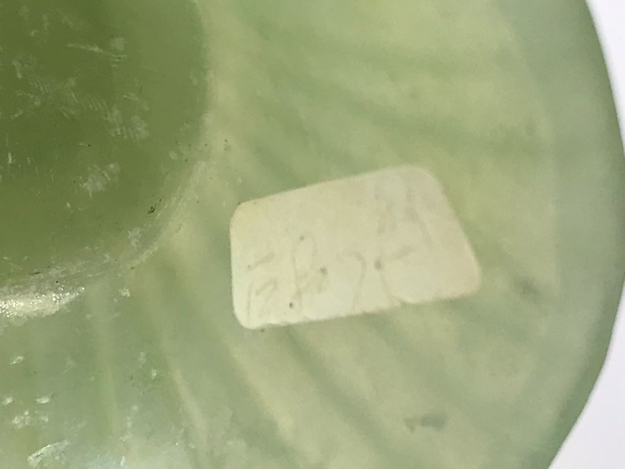 Vintage Chinese Carved Green Translucent Stone Incense Burner With Dragon Handles 6.5W X 4D X 9H [Photo 28]