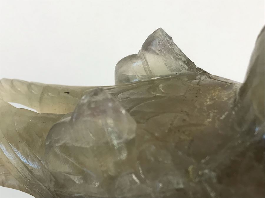 Pair Of Vintage Chinese Carved Stone Bird Figurines Boxes (Some Damage) With Wooden Stands Each 5W X 2D X 4H [Photo 15]