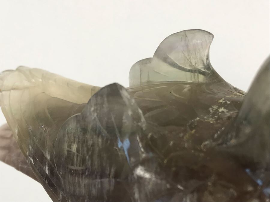 Pair Of Vintage Chinese Carved Stone Bird Figurines Boxes (Some Damage) With Wooden Stands Each 5W X 2D X 4H [Photo 16]