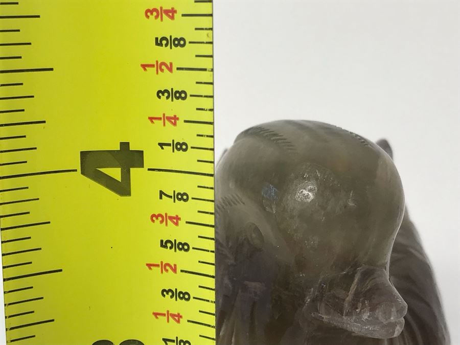 Pair Of Vintage Chinese Carved Stone Bird Figurines Boxes (Some Damage) With Wooden Stands Each 5W X 2D X 4H [Photo 39]