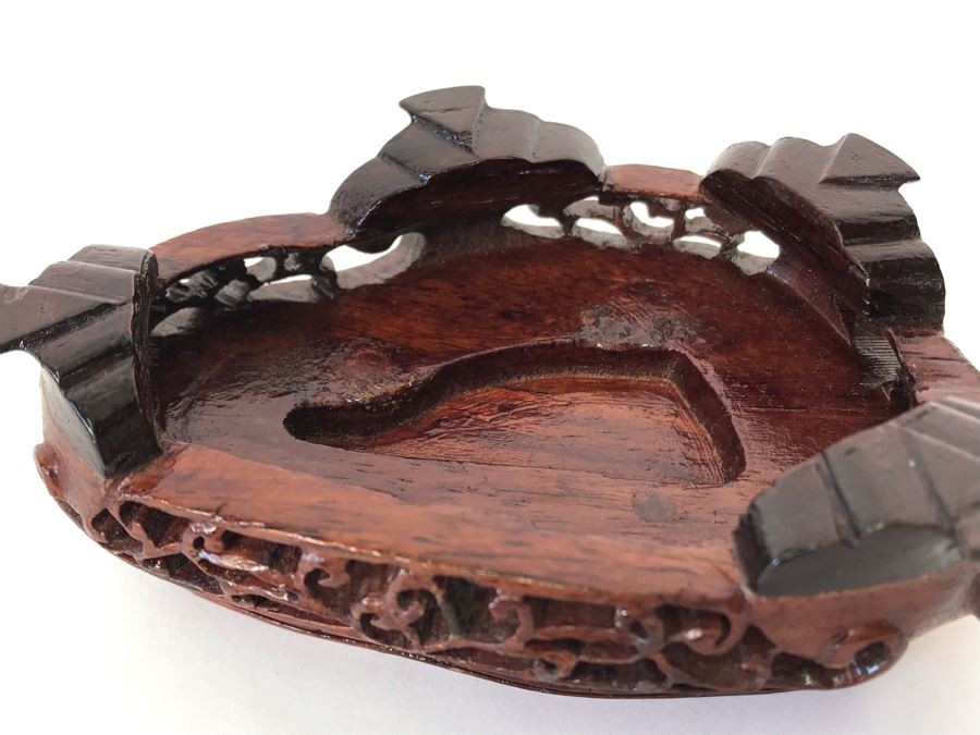 Pair Of Vintage Chinese Carved Stone Bird Figurines Boxes (Some Damage) With Wooden Stands Each 5W X 2D X 4H [Photo 33]