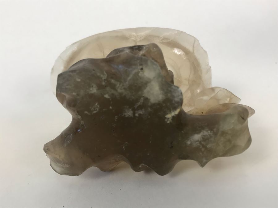 Pair Of Vintage Chinese Carved Stone Bird Figurines Boxes (Some Damage) With Wooden Stands Each 5W X 2D X 4H [Photo 28]