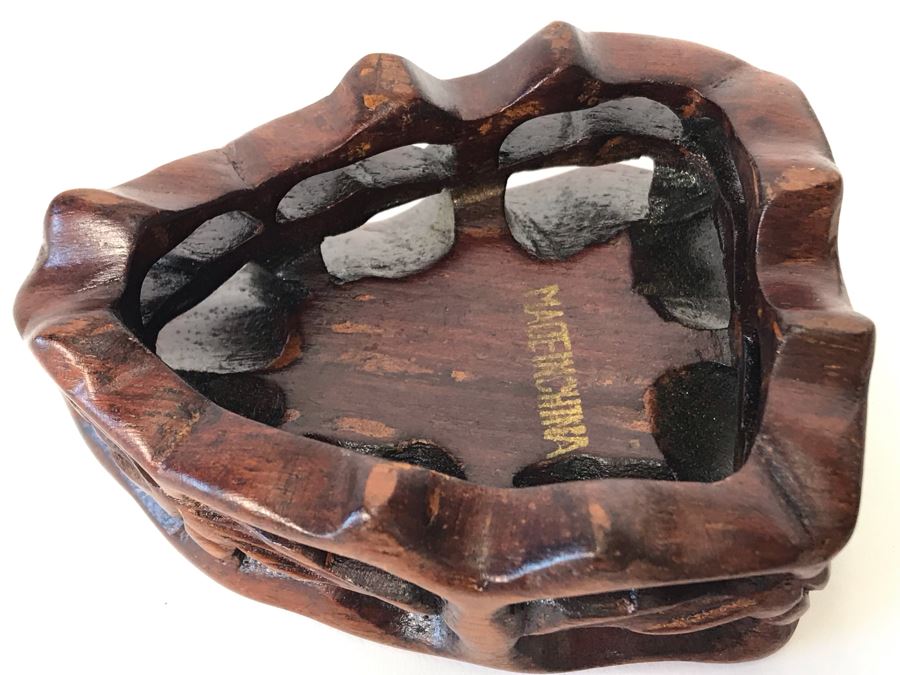 Vintage Chinese Carved Quartz Stone Bird Figurine With Wooden Stand 3.5W X 2D X 6H [Photo 16]