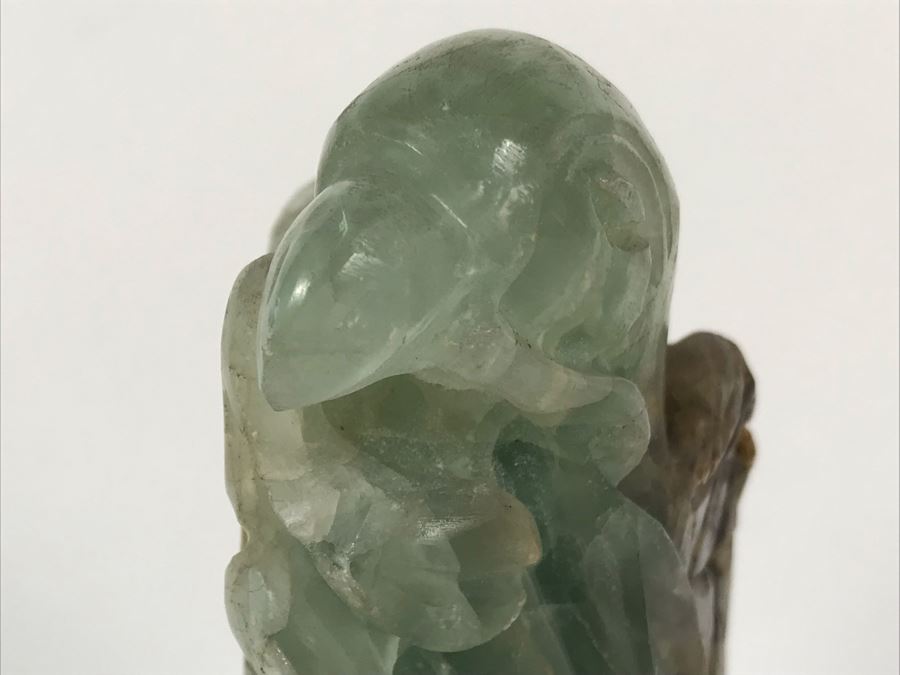 Vintage Chinese Carved Quartz Stone Bird Figurine With Wooden Stand 3.5W X 2D X 6H [Photo 11]