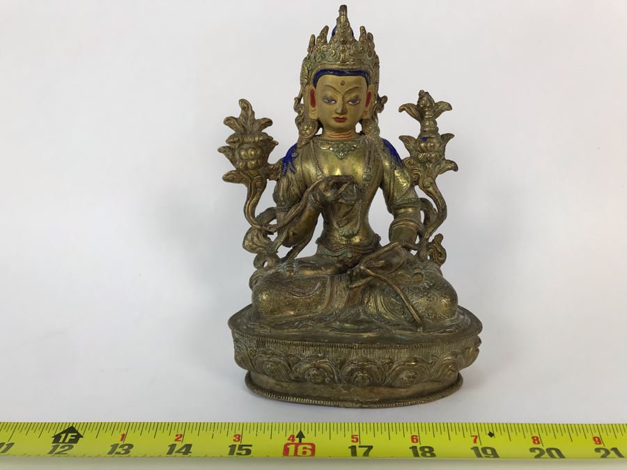 19th Century Seated Akshobhya Statue Figure With Cold Gold Face 5.5W X 4D X 8H Appraised $2,200-$3,000 In 1994 [Photo 8]
