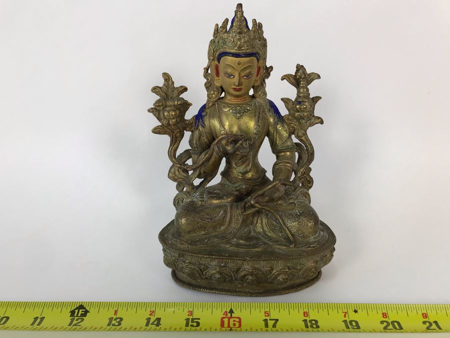 19th Century Seated Akshobhya Statue Figure With Cold Gold Face 5.5W X 4D X 8H Appraised $2,200-$3,000 In 1994 [Photo 16]