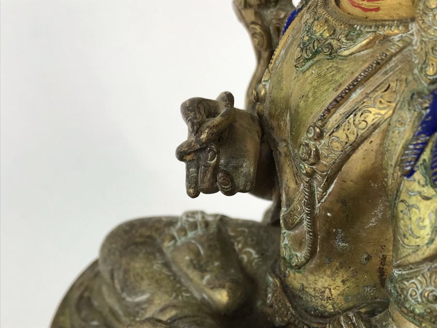 19th Century Seated Akshobhya Statue Figure With Cold Gold Face 5.5W X 4D X 8H Appraised $2,200-$3,000 In 1994 [Photo 27]