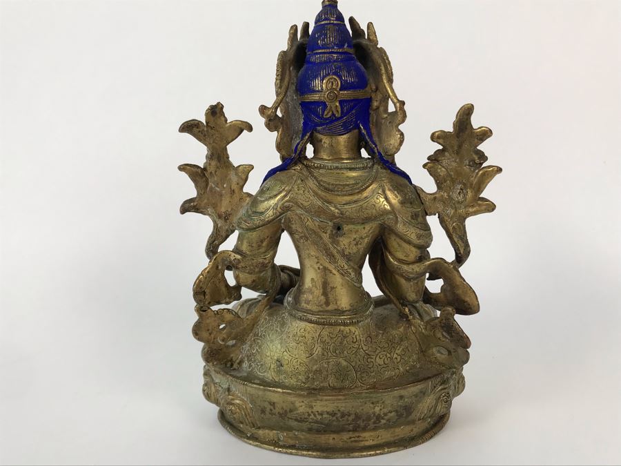 19th Century Seated Akshobhya Statue Figure With Cold Gold Face 5.5W X 4D X 8H Appraised $2,200-$3,000 In 1994 [Photo 3]