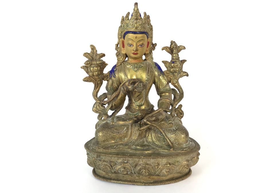 19th Century Seated Akshobhya Statue Figure With Cold Gold Face 5.5W X 4D X 8H Appraised $2,200-$3,000 In 1994 [Photo 5]