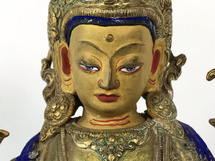 19th Century Seated Akshobhya Statue Figure With Cold Gold Face 5.5W X 4D X 8H Appraised $2,200-$3,000 In 1994 [Photo 17]