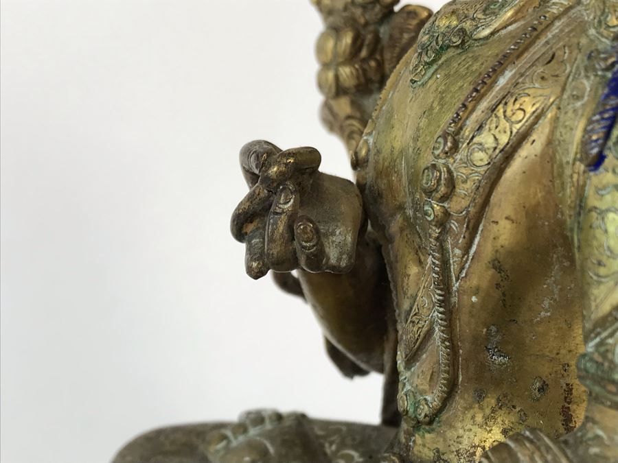 19th Century Seated Akshobhya Statue Figure With Cold Gold Face 5.5W X 4D X 8H Appraised $2,200-$3,000 In 1994 [Photo 26]