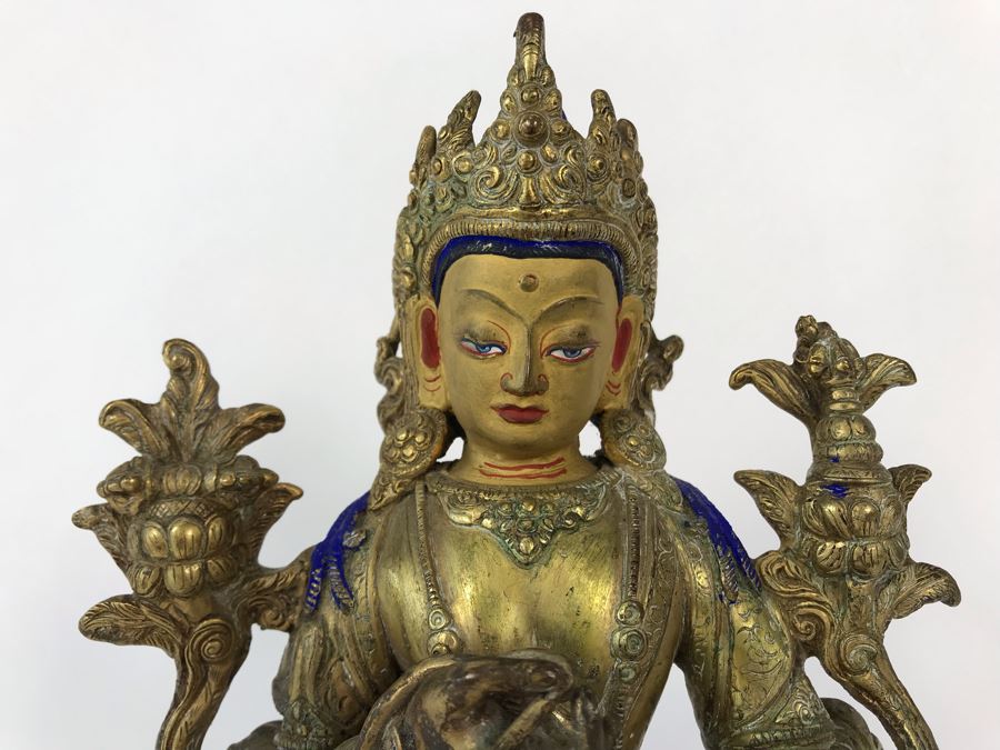 19th Century Seated Akshobhya Statue Figure With Cold Gold Face 5.5W X 4D X 8H Appraised $2,200-$3,000 In 1994 [Photo 9]