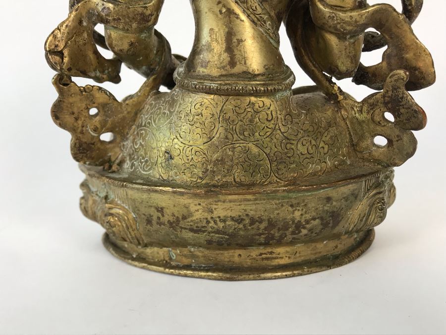 19th Century Seated Akshobhya Statue Figure With Cold Gold Face 5.5W X 4D X 8H Appraised $2,200-$3,000 In 1994 [Photo 22]