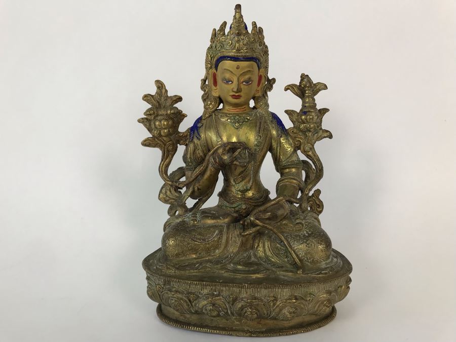 19th Century Seated Akshobhya Statue Figure With Cold Gold Face 5.5W X 4D X 8H Appraised $2,200-$3,000 In 1994 [Photo 7]