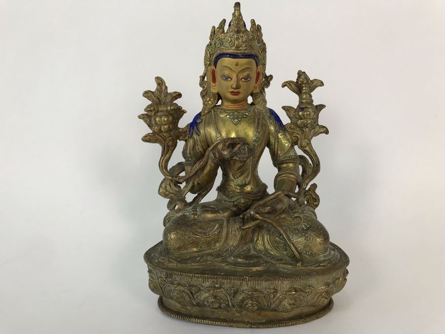 19th Century Seated Akshobhya Statue Figure With Cold Gold Face 5.5W X 4D X 8H Appraised $2,200-$3,000 In 1994 [Photo 6]