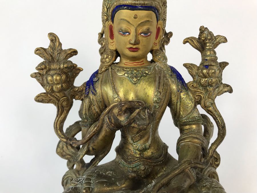 19th Century Seated Akshobhya Statue Figure With Cold Gold Face 5.5W X 4D X 8H Appraised $2,200-$3,000 In 1994 [Photo 12]