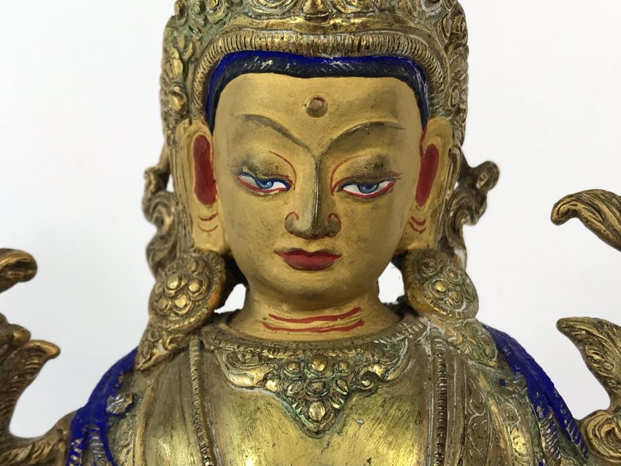 19th Century Seated Akshobhya Statue Figure With Cold Gold Face 5.5W X 4D X 8H Appraised $2,200-$3,000 In 1994 [Photo 2]