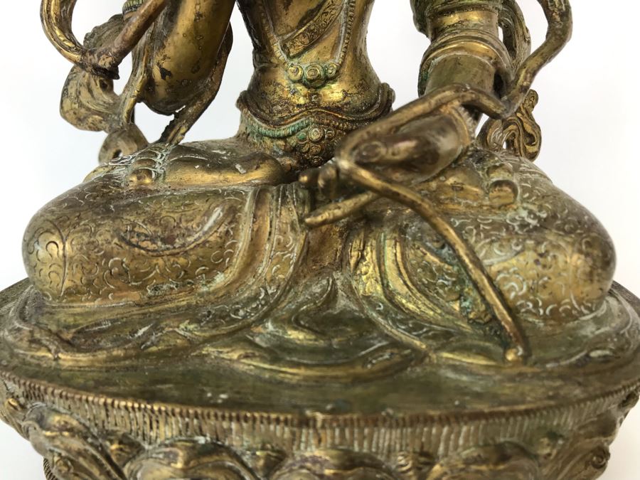 19th Century Seated Akshobhya Statue Figure With Cold Gold Face 5.5W X 4D X 8H Appraised $2,200-$3,000 In 1994 [Photo 14]