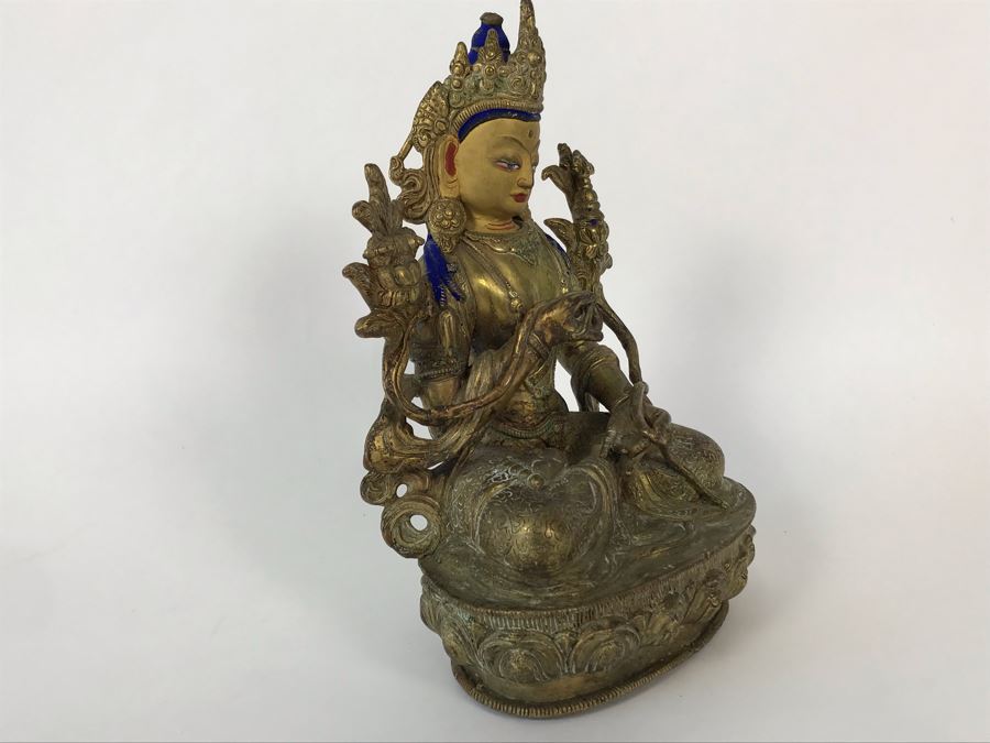 19th Century Seated Akshobhya Statue Figure With Cold Gold Face 5.5W X 4D X 8H Appraised $2,200-$3,000 In 1994 [Photo 19]