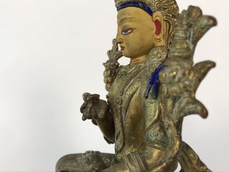 19th Century Seated Akshobhya Statue Figure With Cold Gold Face 5.5W X 4D X 8H Appraised $2,200-$3,000 In 1994 [Photo 24]