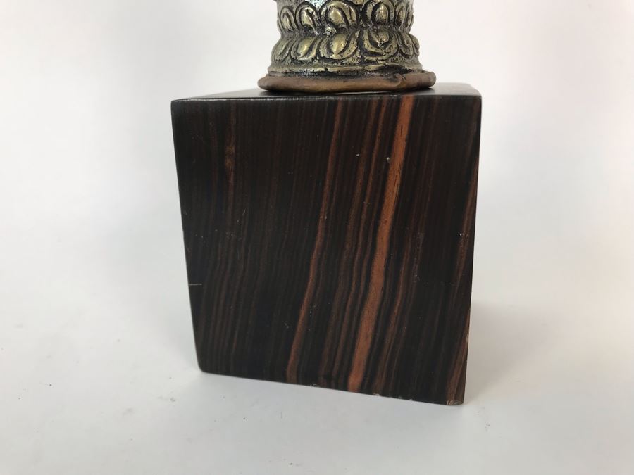 Vintage Metal Nepalese Dipankara Buddha Sculpture 2.5W X 2D X 6.5H With Wooden Base 3W [Photo 11]