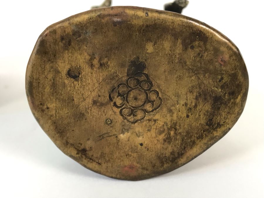 Vintage Metal Nepalese Dipankara Buddha Sculpture 2.5W X 2D X 6.5H With Wooden Base 3W [Photo 13]