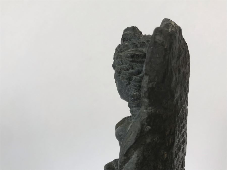 Ancient Carved Stone Goddess Figure Statue From Gandhara With Wooden Stand 3.5W X 1.5D X 6.5H [Photo 14]