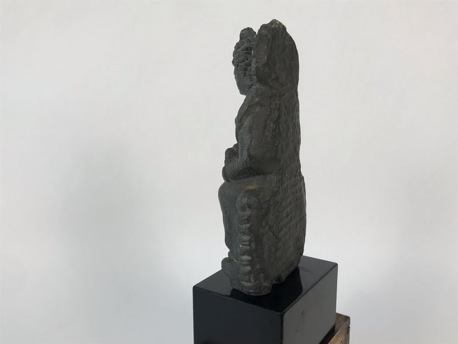 Ancient Carved Stone Goddess Figure Statue From Gandhara With Wooden Stand 3.5W X 1.5D X 6.5H [Photo 13]