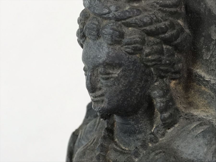 Ancient Carved Stone Goddess Figure Statue From Gandhara With Wooden Stand 3.5W X 1.5D X 6.5H [Photo 16]