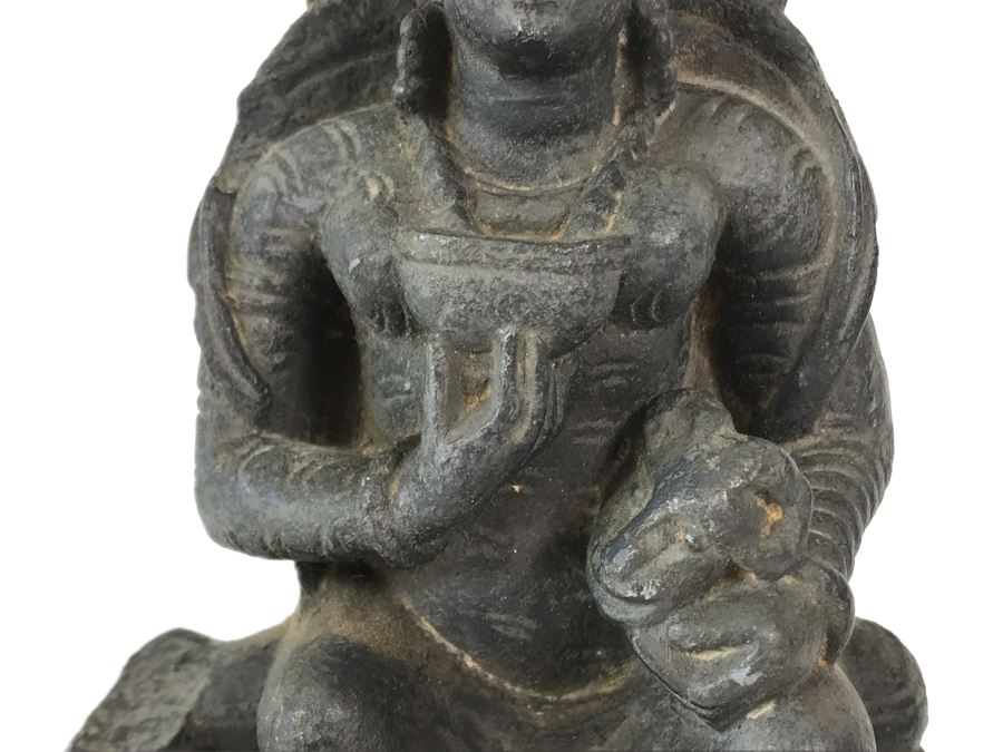 Ancient Carved Stone Goddess Figure Statue From Gandhara With Wooden Stand 3.5W X 1.5D X 6.5H [Photo 4]