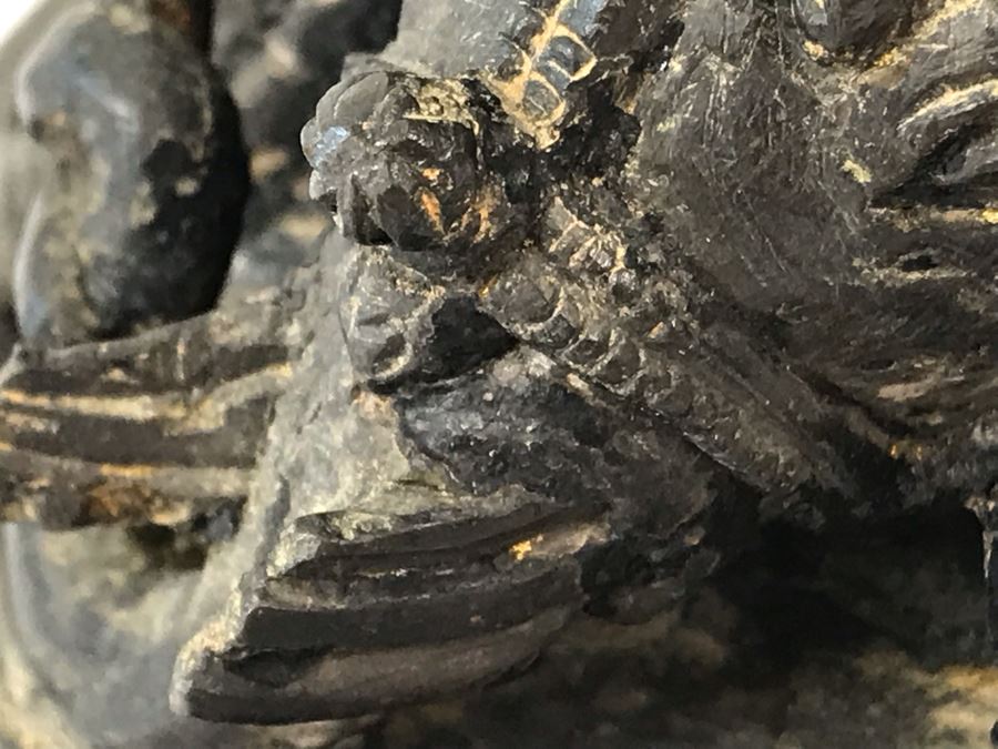 Antique Large Bodhisattva Seated On Elephant Gilded Metal Figure Statue 7.5W X 5D X 9.5H With Custom Wooden Base (Wooden Base Has Some Damage) 8W X 5.5D X 2.5H Appraised $2,500-$3,000 In 1994 [Photo 31]