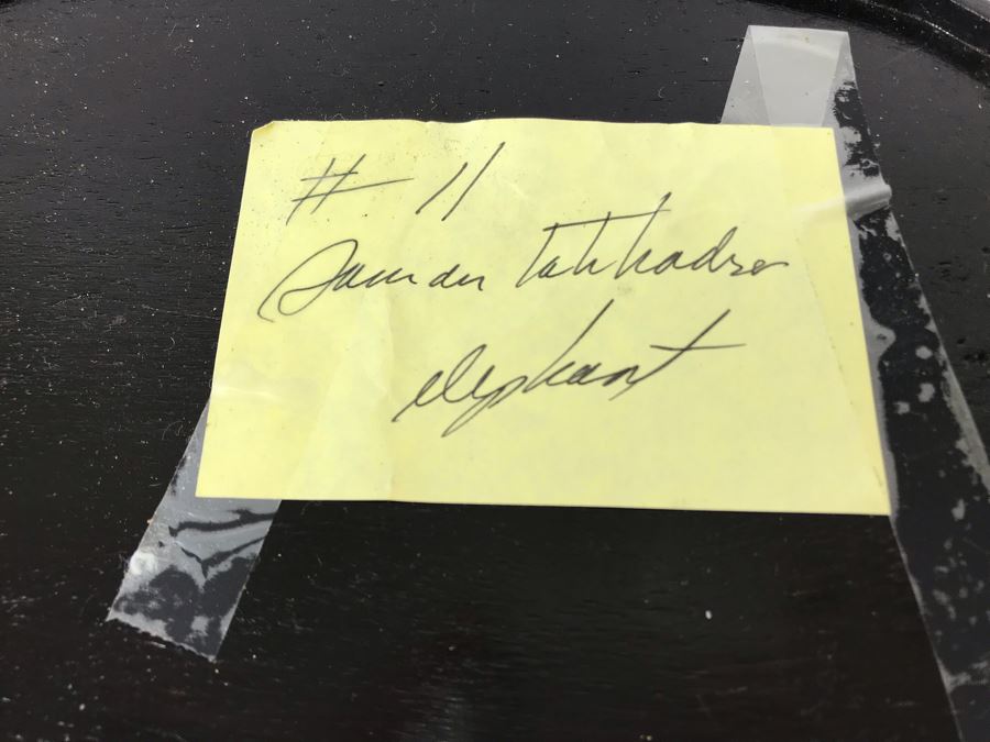 Antique Large Bodhisattva Seated On Elephant Gilded Metal Figure Statue 7.5W X 5D X 9.5H With Custom Wooden Base (Wooden Base Has Some Damage) 8W X 5.5D X 2.5H Appraised $2,500-$3,000 In 1994 [Photo 41]