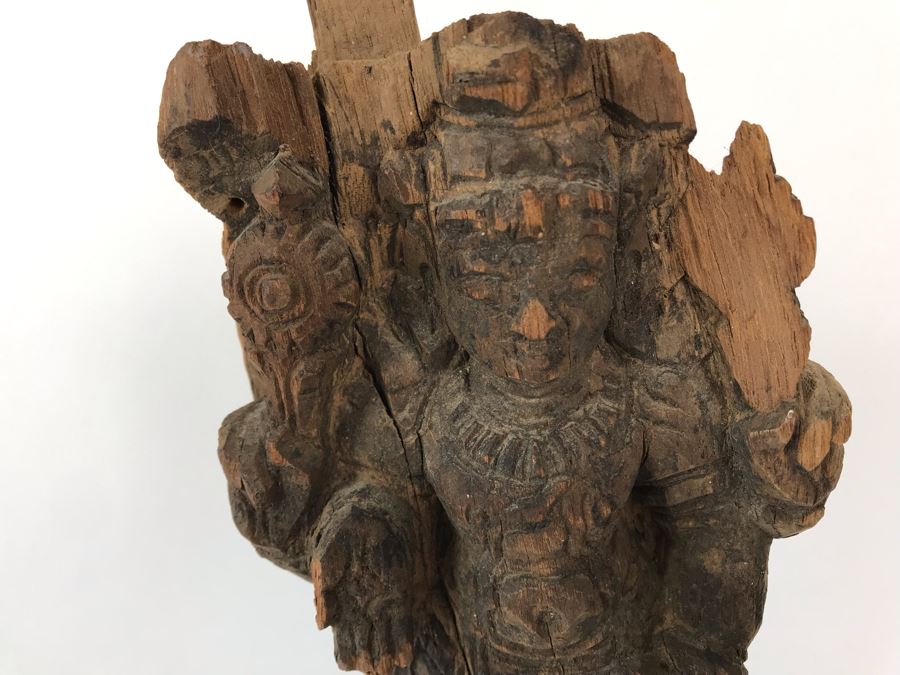 Hand Carved Wooden Vishnu Statue Figure 5W X 2.5D X 11H [Photo 4]