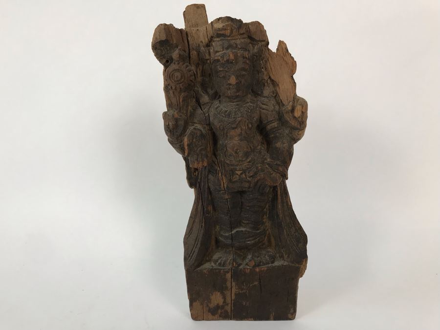 Hand Carved Wooden Vishnu Statue Figure 5W X 2.5D X 11H [Photo 2]