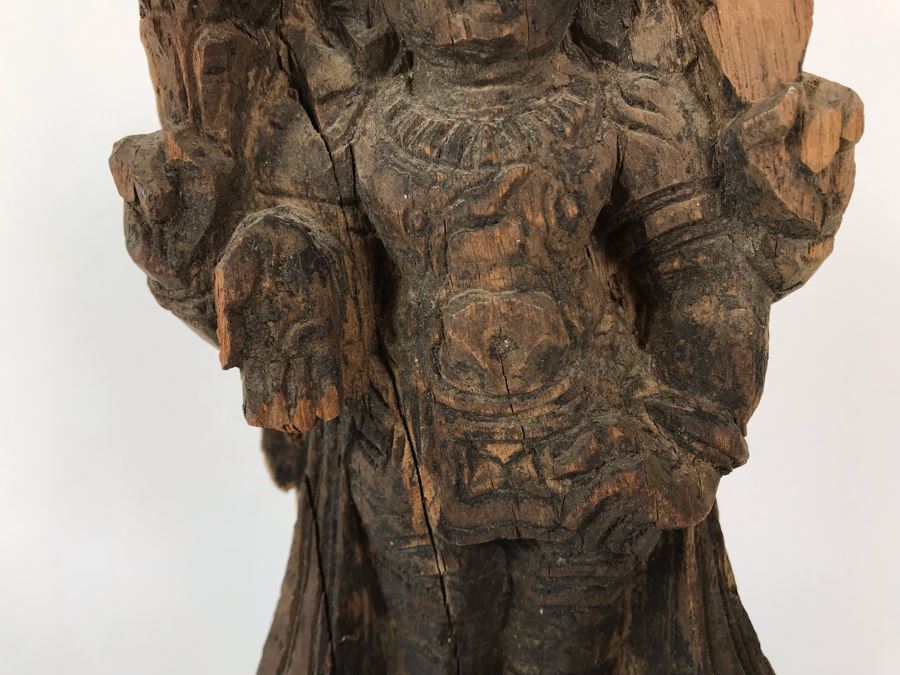 Hand Carved Wooden Vishnu Statue Figure 5W X 2.5D X 11H [Photo 5]