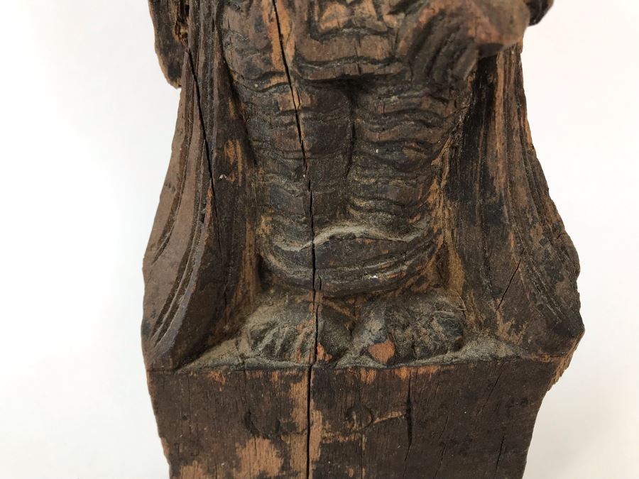 Hand Carved Wooden Vishnu Statue Figure 5W X 2.5D X 11H [Photo 6]