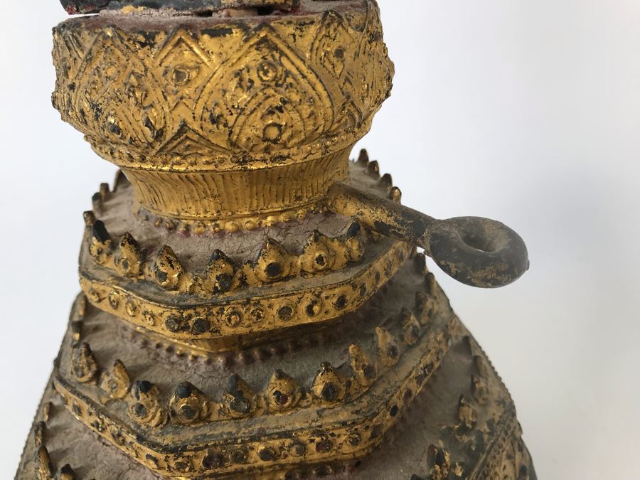 Vintage Thai Gilded Bronze Standing Buddha Statue 7W X 6.5D X 26H [Photo 26]