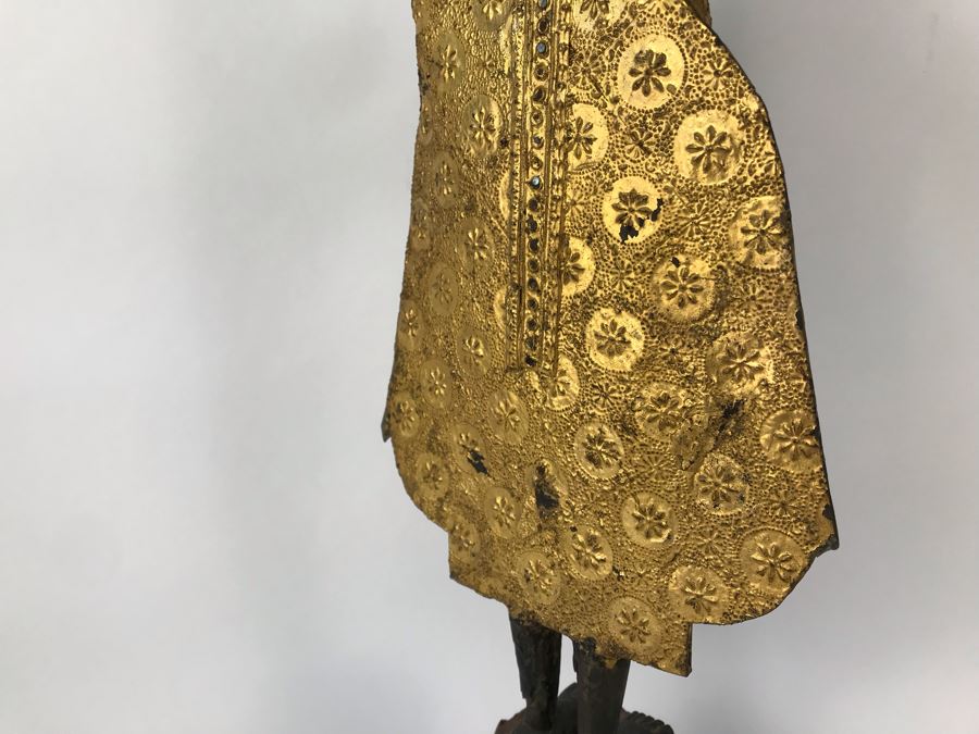 Vintage Thai Gilded Bronze Standing Buddha Statue 7W X 6.5D X 26H [Photo 20]