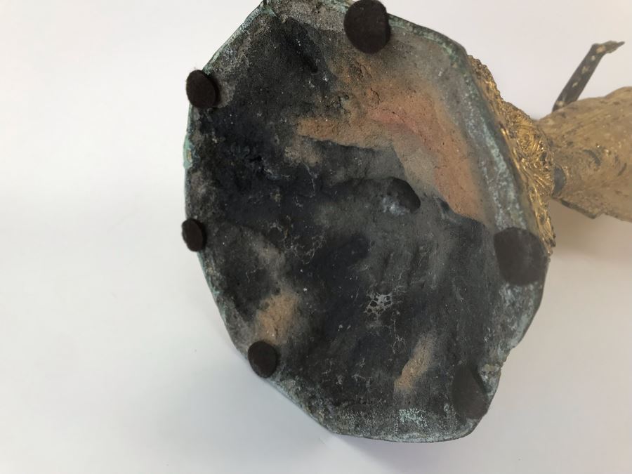 Vintage Thai Gilded Bronze Standing Buddha Statue 7W X 6.5D X 26H [Photo 34]